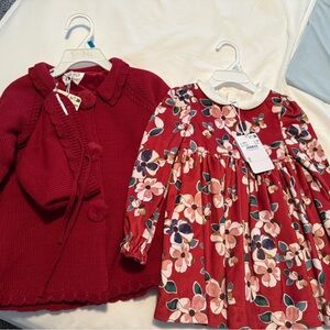 Mayoral Winter/Holiday sweater coat/hat and velvet dress brand new!